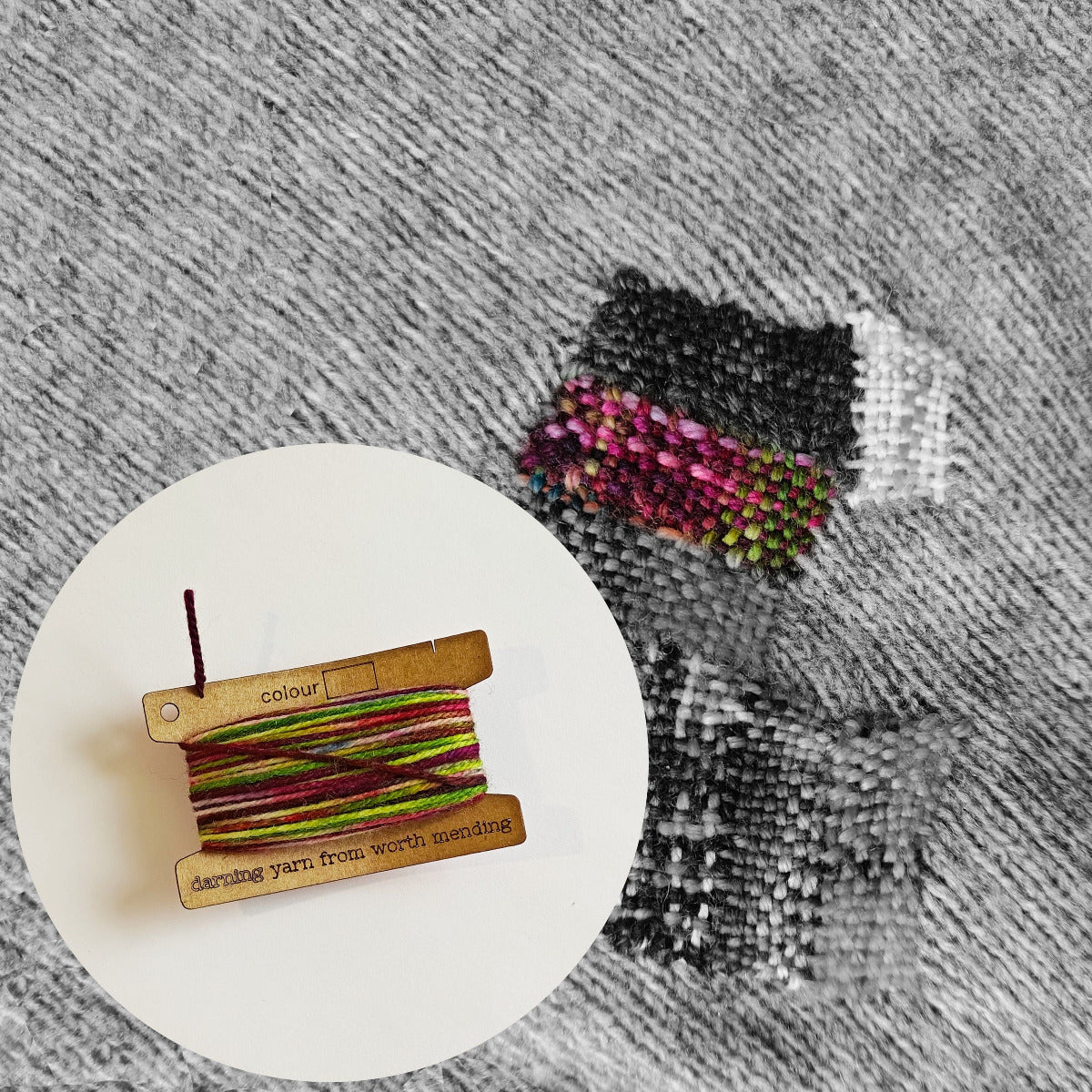 Worth Mending Small Batch Mending Weaving Yarn for Art and Repair Raspberry Cane by Stitch Noir Darning Yarn