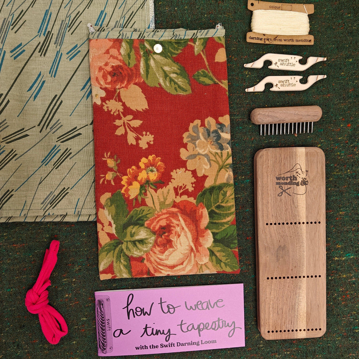 Worth Mending Upcycled Mending Tool Darning Loom Made in Canada Darning + Weaving (Walnut) Swift Expansion Pack