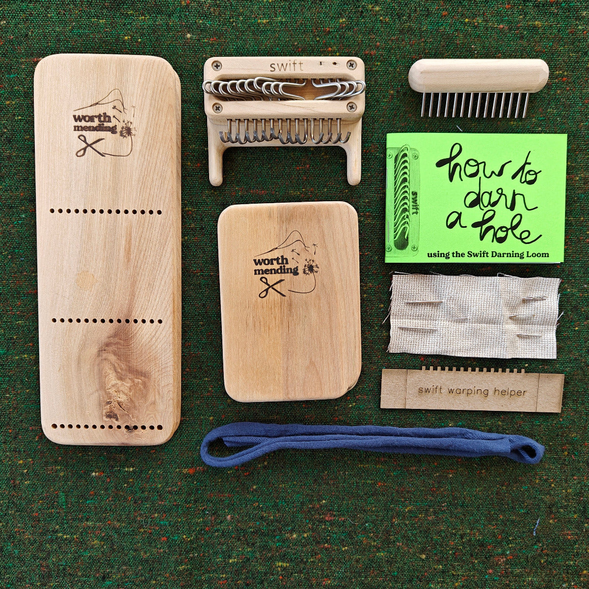 Worth Mending Upcycled Mending Tool Darning Loom Made in Canada Imperfect XL Darning Bundle Perfectly Imperfect Swift Darner