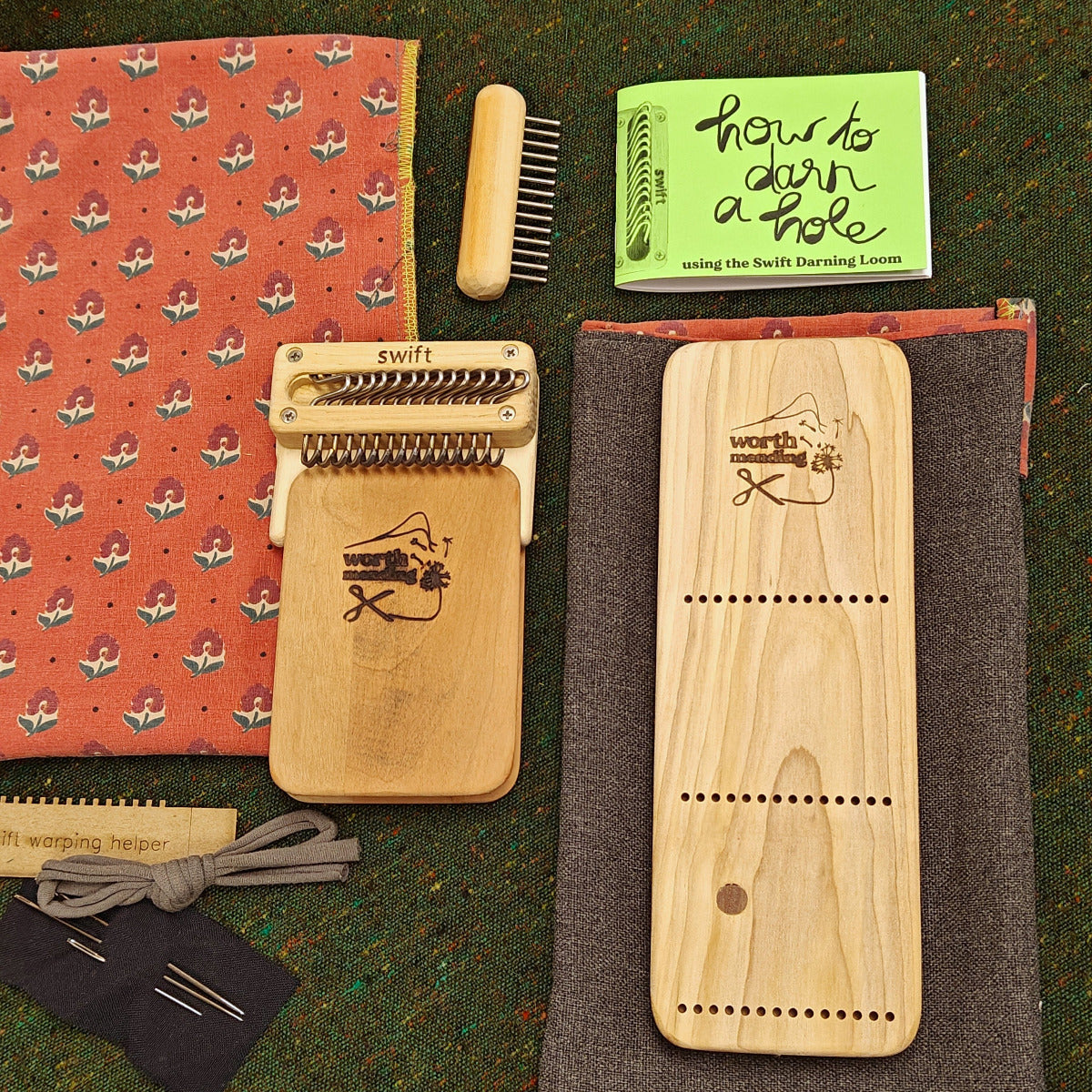 Worth Mending Upcycled Mending Tool Darning Loom Made in Canada Swift Darning Loom: XL Darning Bundle