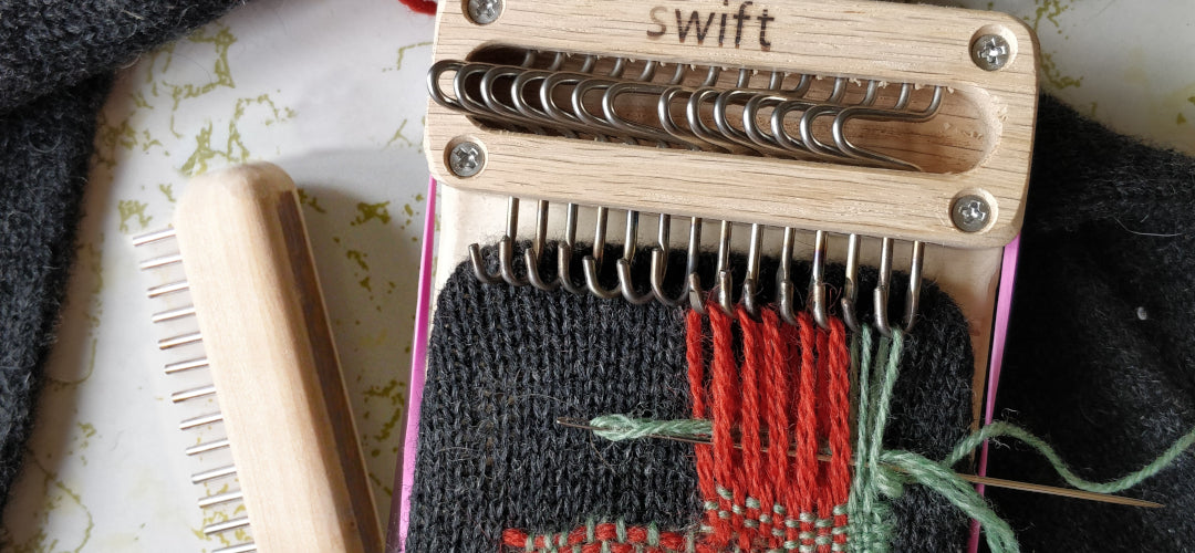 Load video: 4.5 minute video called (re) Introducing the Swift Darning Loom - it&#39;s a quick overview of our process for making our looms and how to use them.