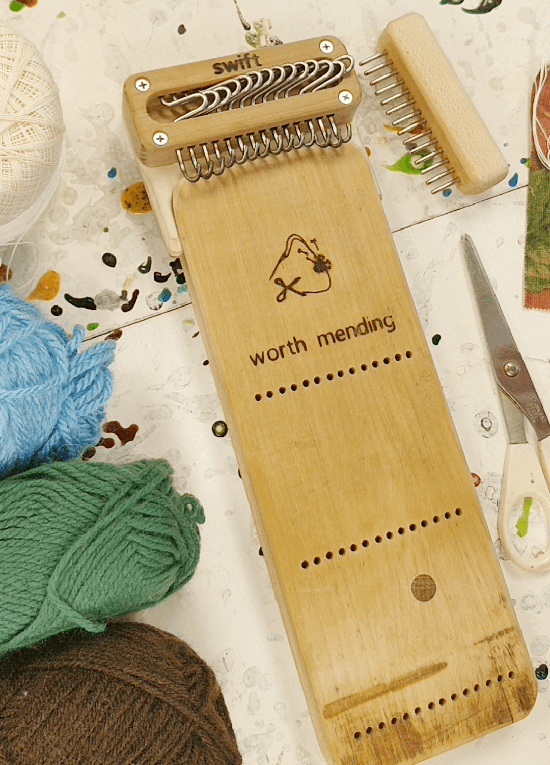 Worth Mending Upcycled Mending Tool Darning Loom Made in Canada Standard Extra-long work surface