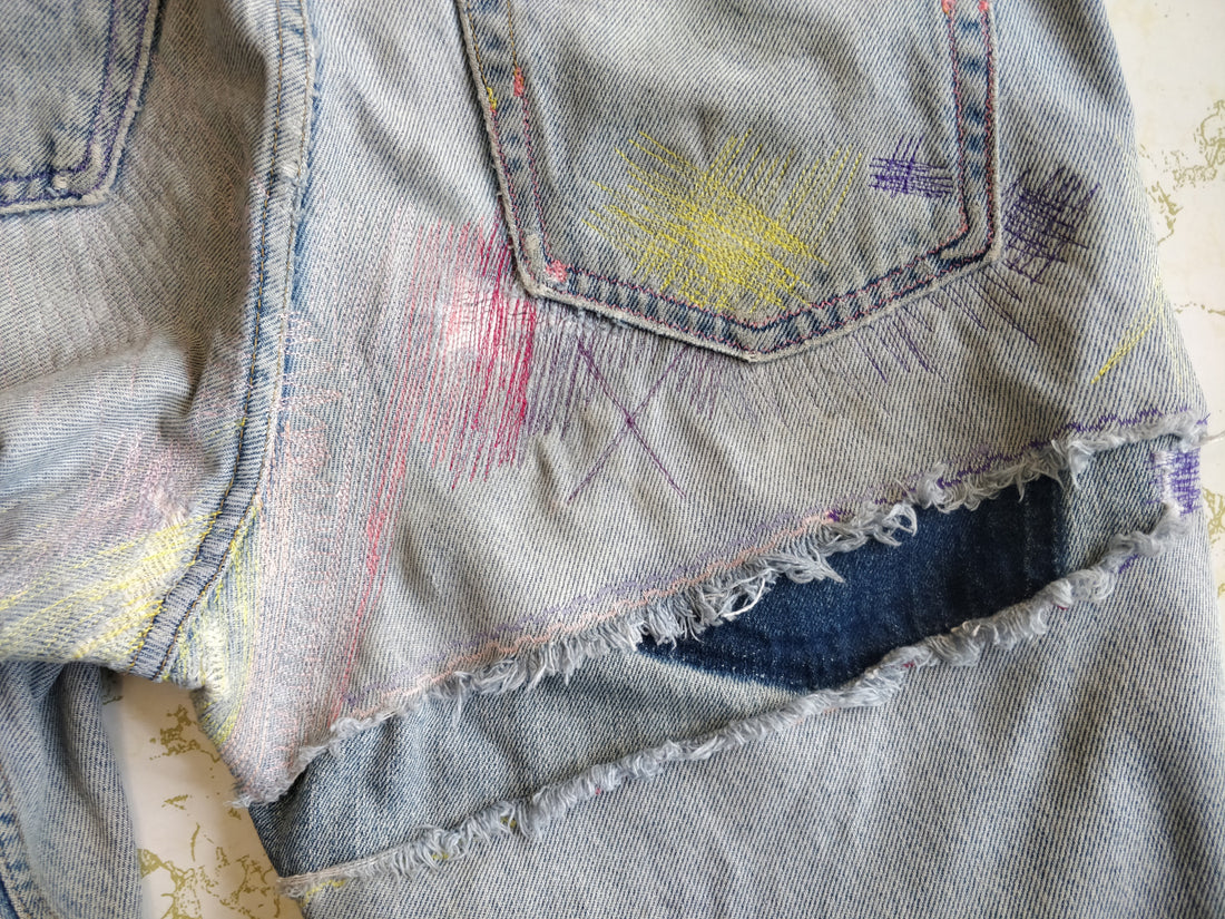 Jeans: best mended by hand or by machine?