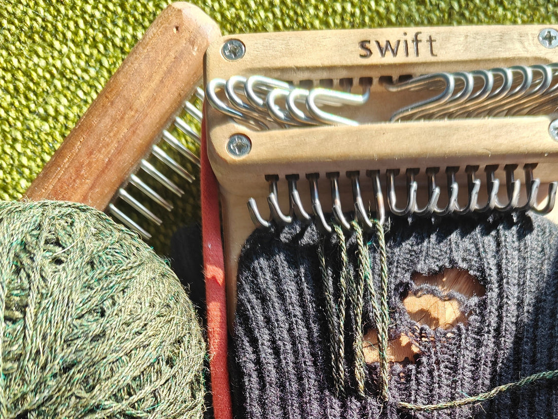 Mossy Green Darning with my Swift