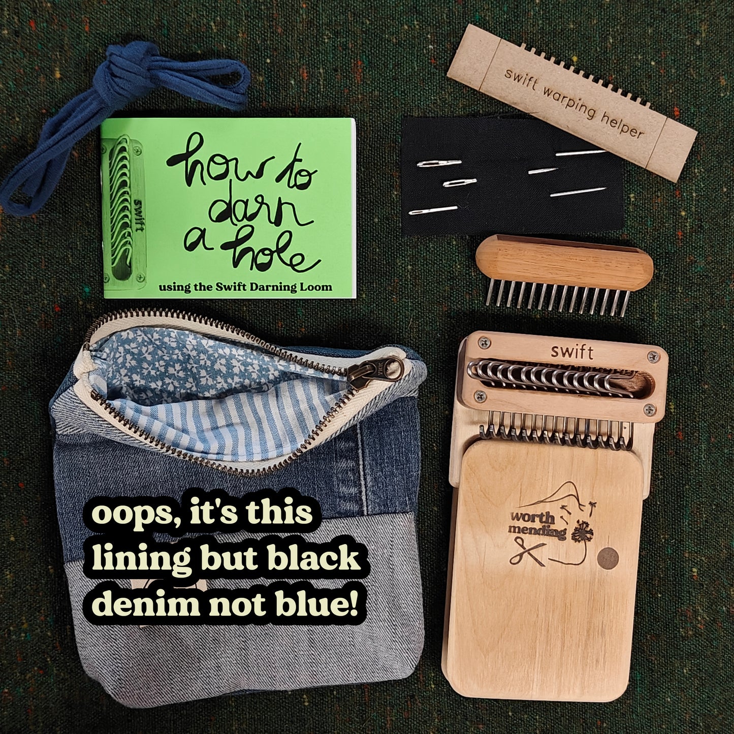 Swift Darning Loom: Mini Bundle (Black Denim)