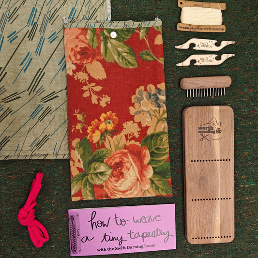 Worth Mending Upcycled Mending Tool Darning Loom Made in Canada Darning + Weaving (Walnut) Swift Expansion Pack