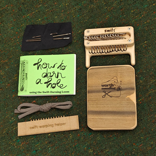 Worth Mending Upcycled Mending Tool Darning Loom Made in Canada Just the Imperfect Loom Perfectly Imperfect Swift Darner
