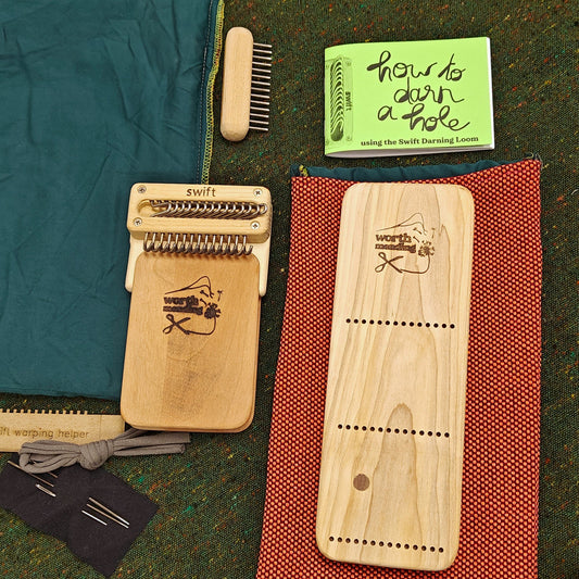 Worth Mending Upcycled Mending Tool Darning Loom Made in Canada Swift Darning Loom: XL Darning Bundle