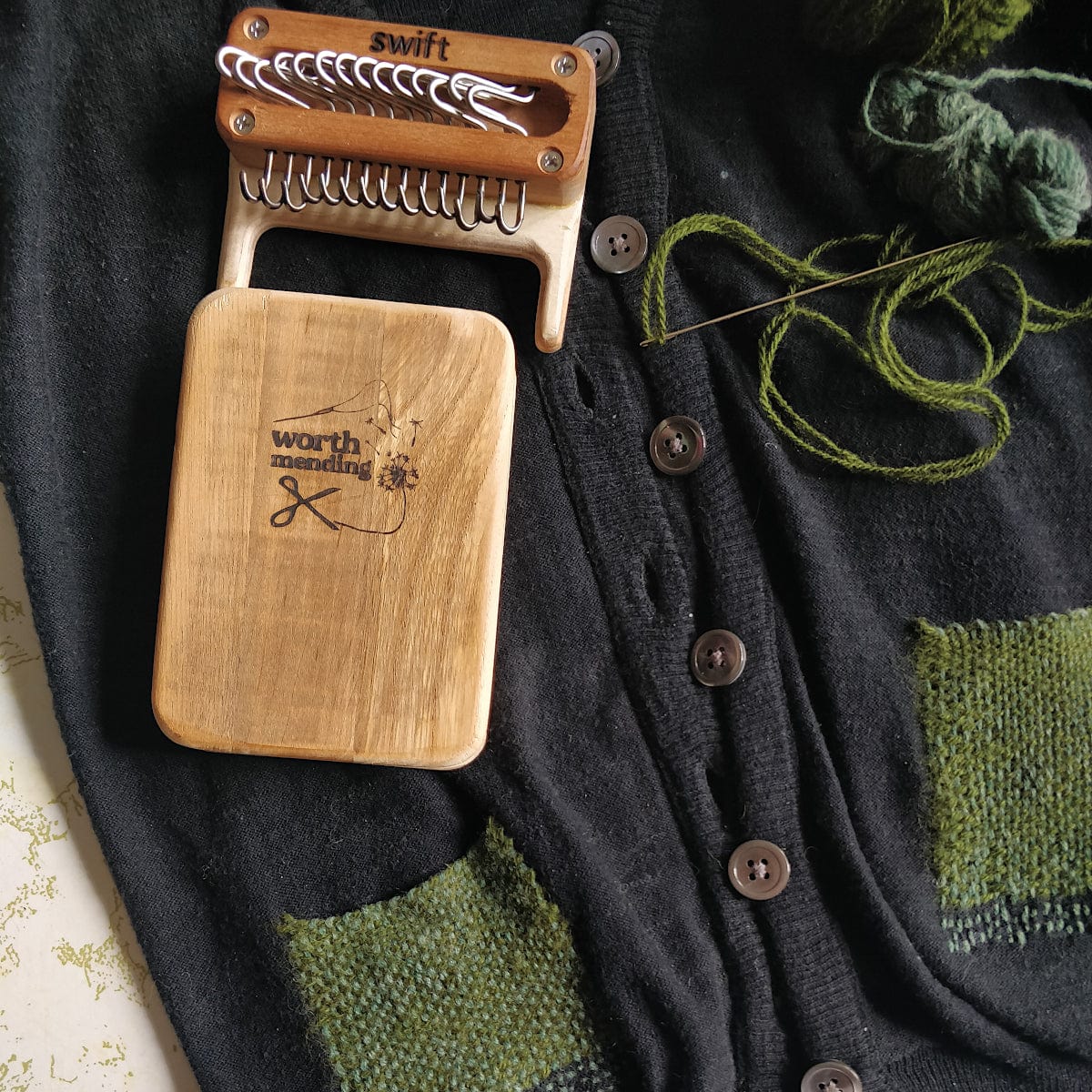 Worth Mending Upcycled Mending Tool Darning Loom Made in Canada Swift Darning Loom